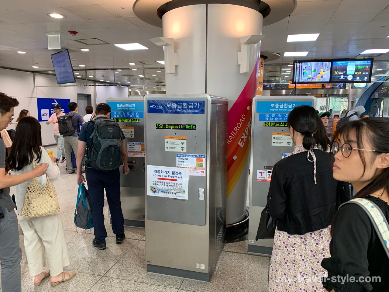 韓国空港鉄道A'REXの乗車後はデポジットの500ウォンが返却される