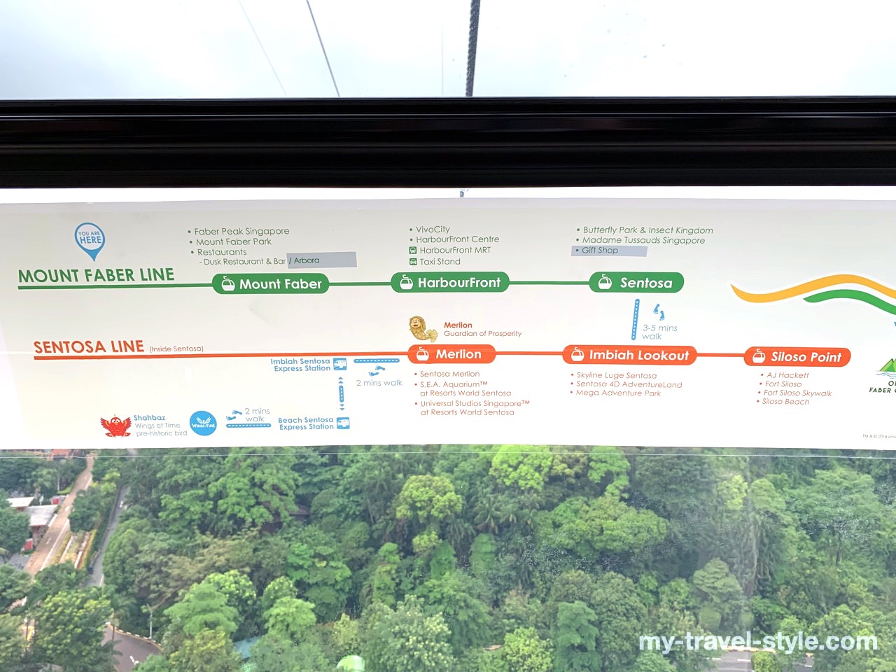 シンガポールケーブルカーの路線図